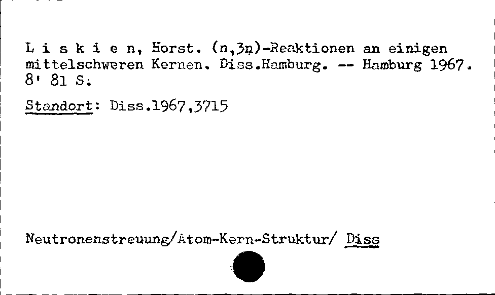 [Katalogkarte Dissertationenkatalog bis 1980]