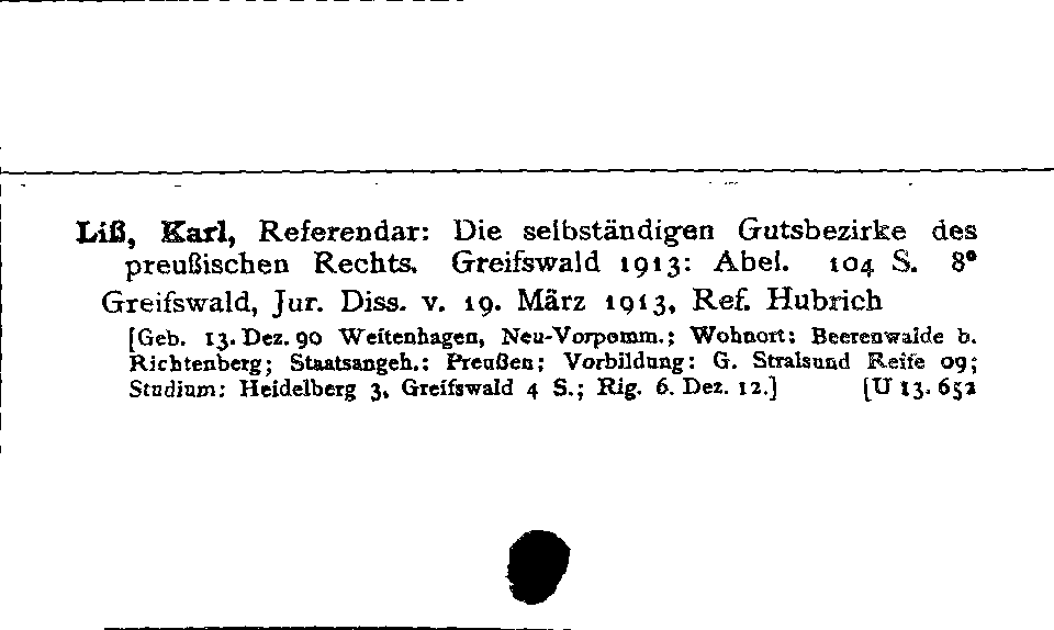 [Katalogkarte Dissertationenkatalog bis 1980]