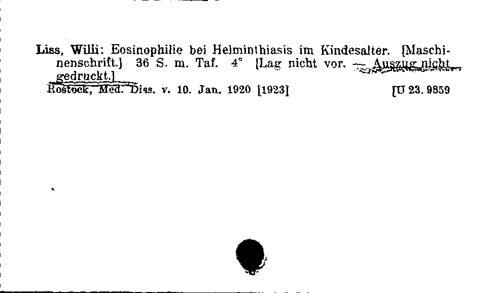 [Katalogkarte Dissertationenkatalog bis 1980]