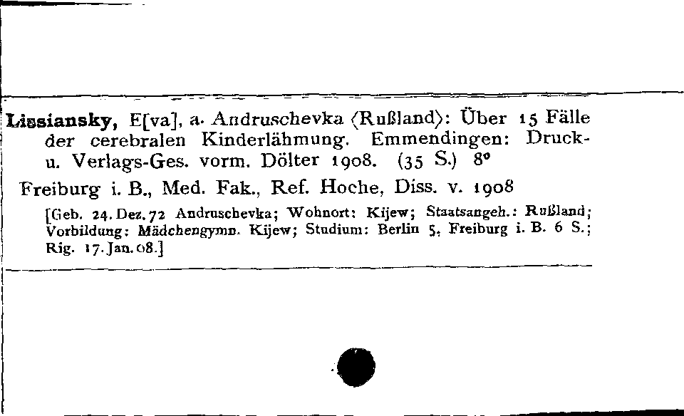 [Katalogkarte Dissertationenkatalog bis 1980]