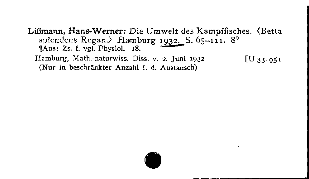 [Katalogkarte Dissertationenkatalog bis 1980]