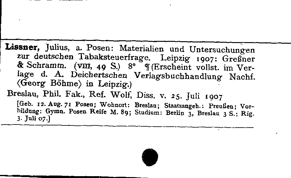 [Katalogkarte Dissertationenkatalog bis 1980]