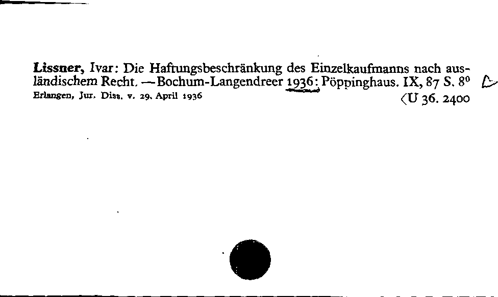 [Katalogkarte Dissertationenkatalog bis 1980]