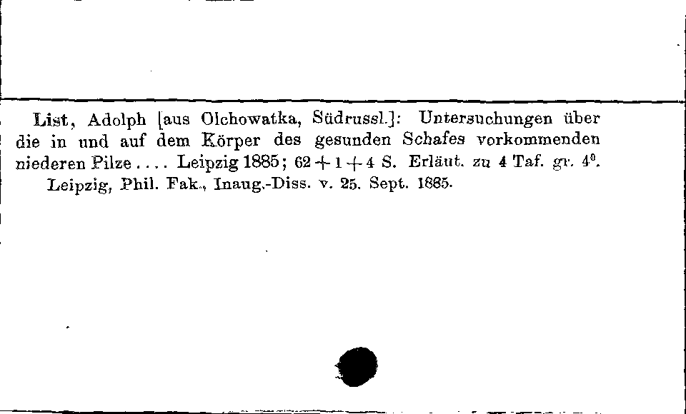 [Katalogkarte Dissertationenkatalog bis 1980]