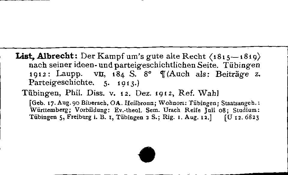 [Katalogkarte Dissertationenkatalog bis 1980]