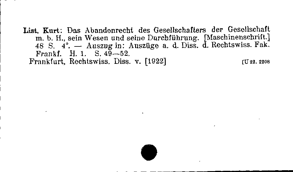 [Katalogkarte Dissertationenkatalog bis 1980]