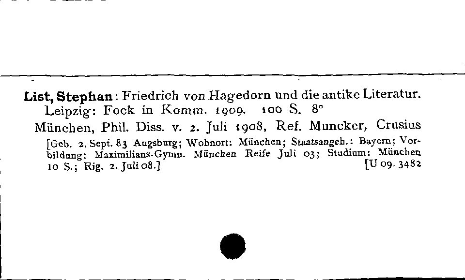 [Katalogkarte Dissertationenkatalog bis 1980]