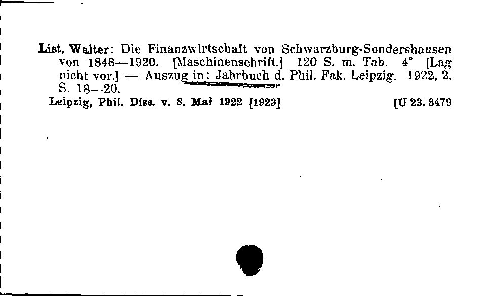 [Katalogkarte Dissertationenkatalog bis 1980]