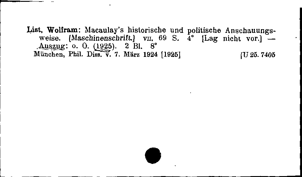 [Katalogkarte Dissertationenkatalog bis 1980]