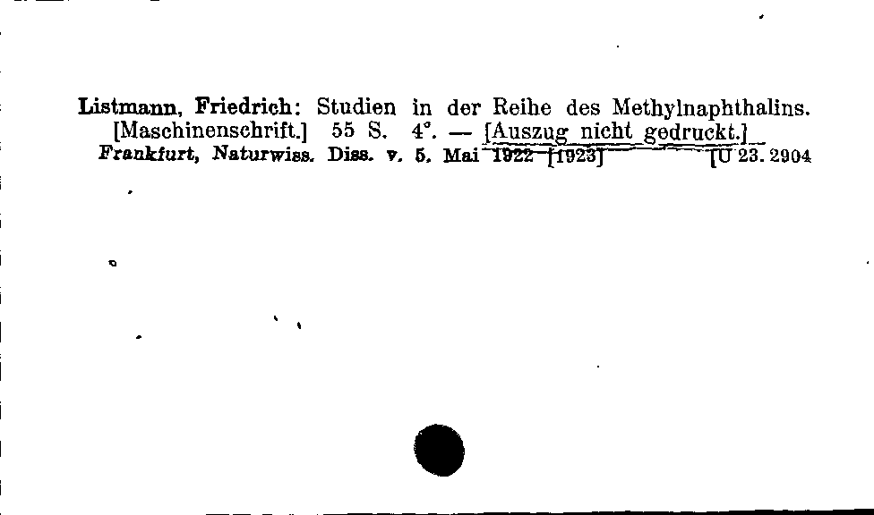 [Katalogkarte Dissertationenkatalog bis 1980]