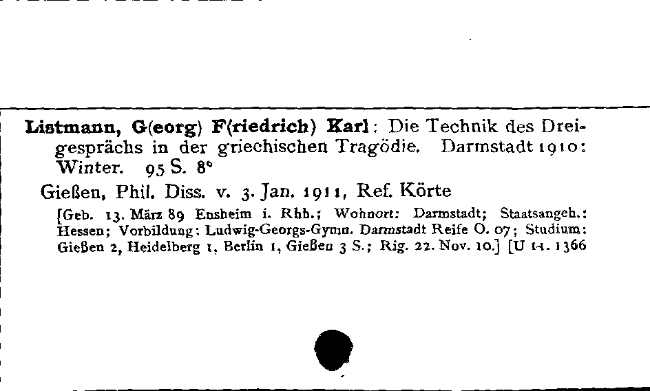 [Katalogkarte Dissertationenkatalog bis 1980]