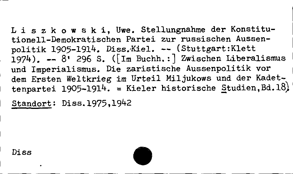 [Katalogkarte Dissertationenkatalog bis 1980]