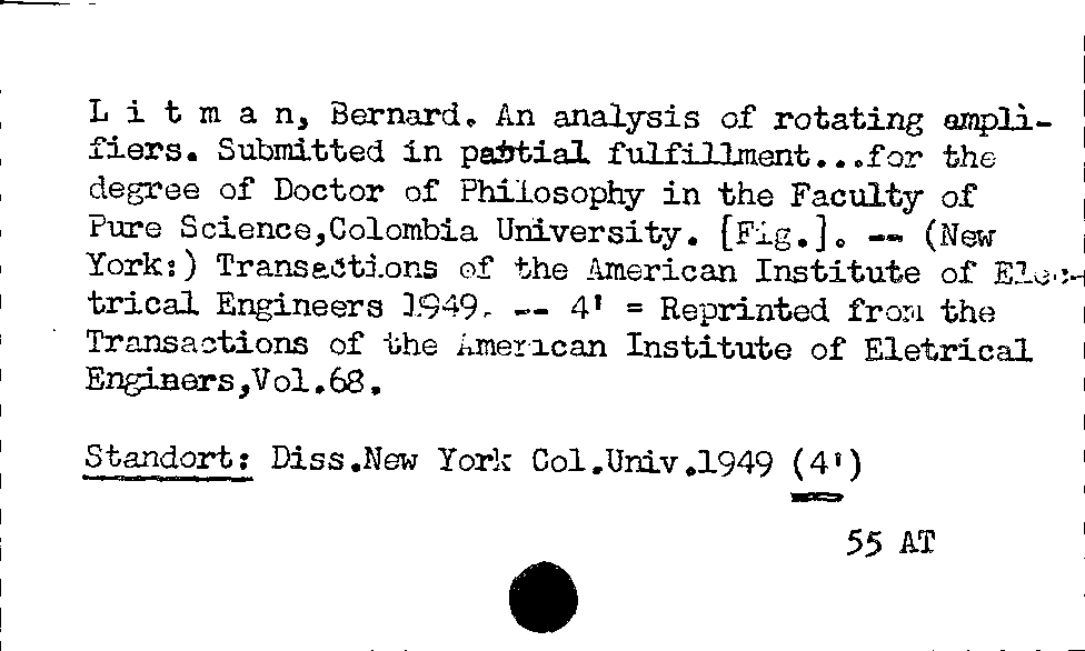 [Katalogkarte Dissertationenkatalog bis 1980]