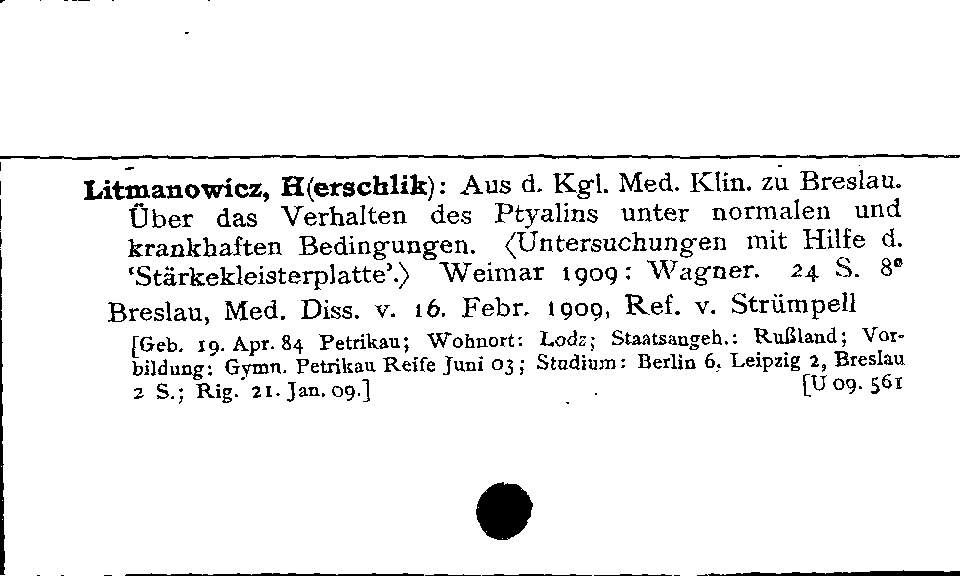 [Katalogkarte Dissertationenkatalog bis 1980]