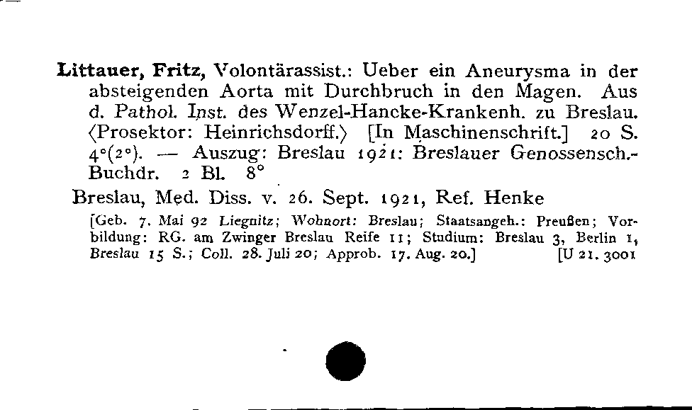 [Katalogkarte Dissertationenkatalog bis 1980]