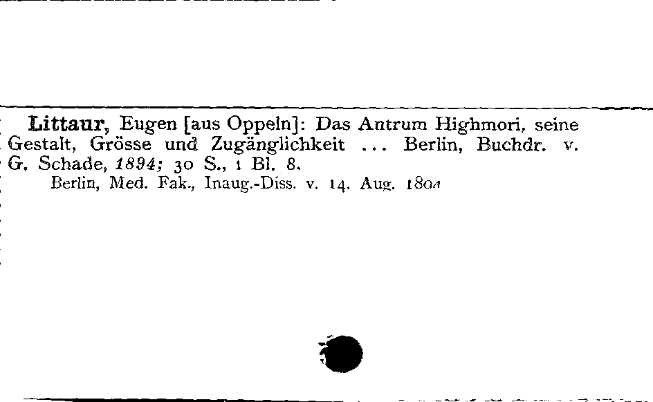 [Katalogkarte Dissertationenkatalog bis 1980]