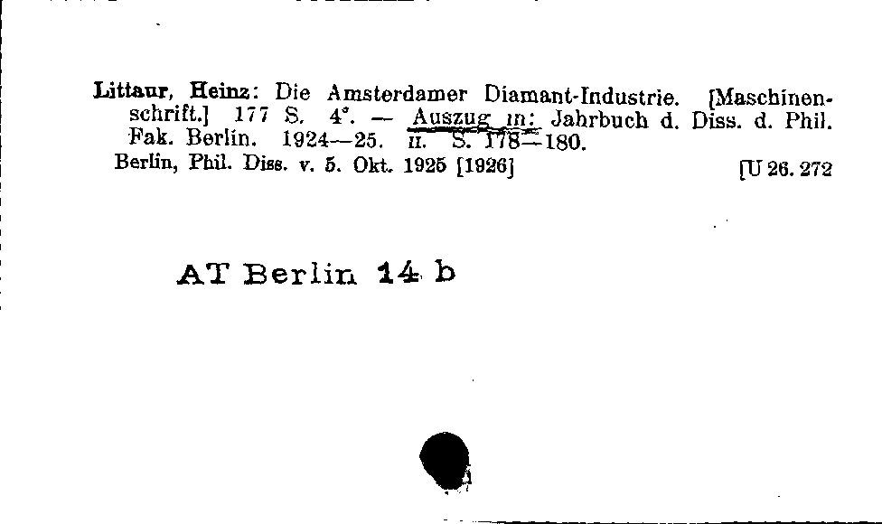 [Katalogkarte Dissertationenkatalog bis 1980]