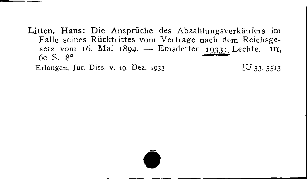 [Katalogkarte Dissertationenkatalog bis 1980]