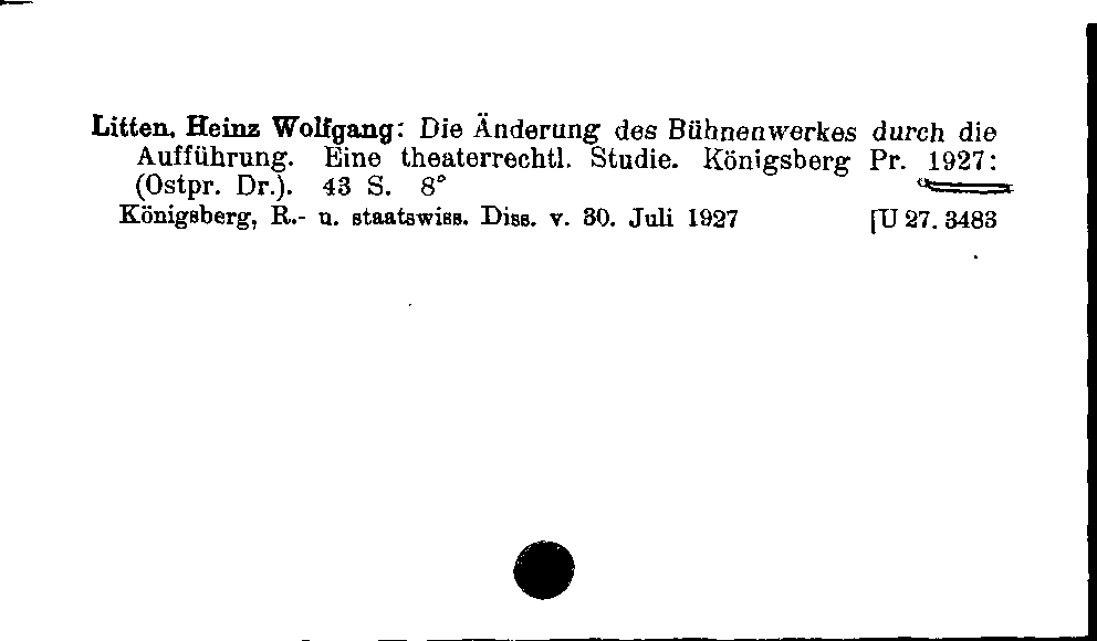 [Katalogkarte Dissertationenkatalog bis 1980]