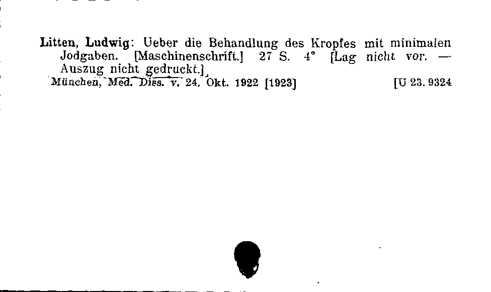 [Katalogkarte Dissertationenkatalog bis 1980]