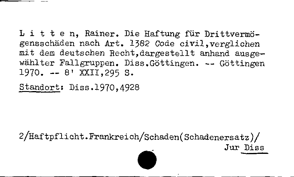 [Katalogkarte Dissertationenkatalog bis 1980]