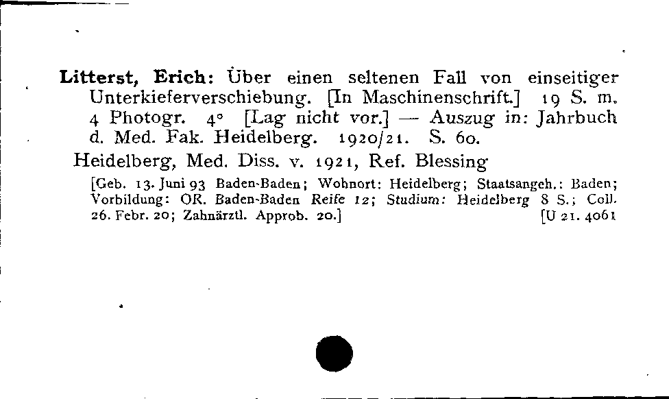 [Katalogkarte Dissertationenkatalog bis 1980]