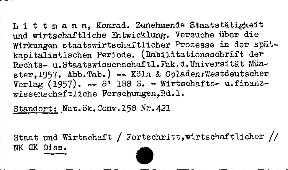 [Katalogkarte Dissertationenkatalog bis 1980]