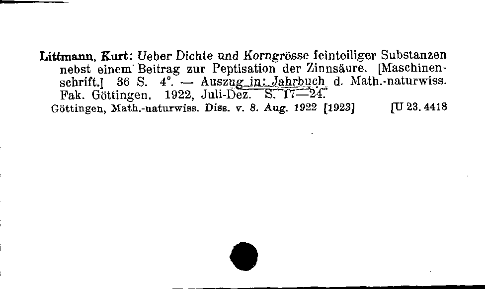 [Katalogkarte Dissertationenkatalog bis 1980]