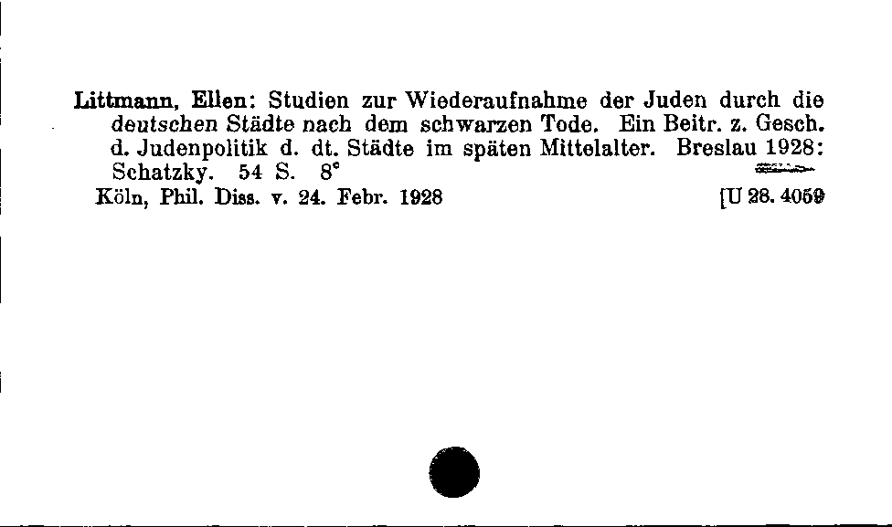 [Katalogkarte Dissertationenkatalog bis 1980]