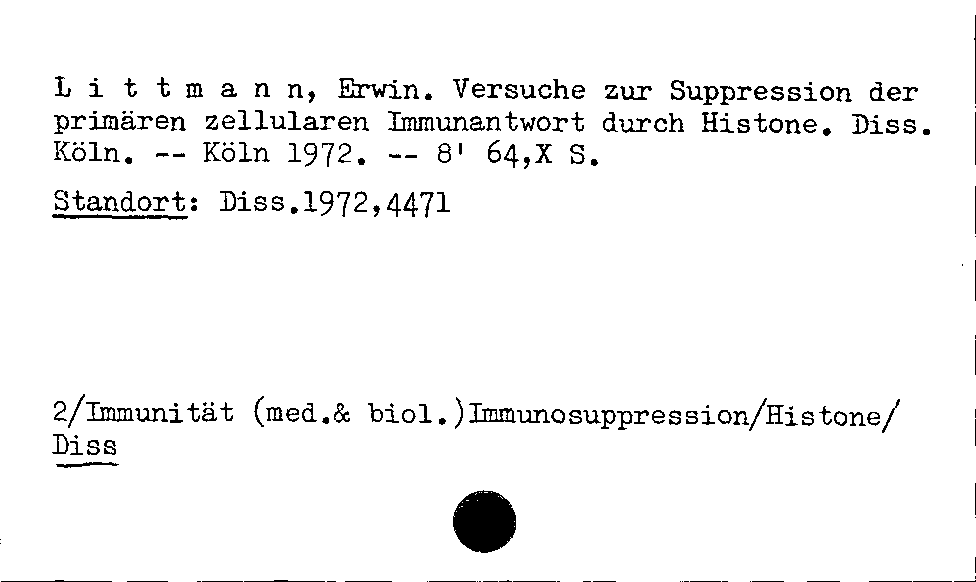 [Katalogkarte Dissertationenkatalog bis 1980]