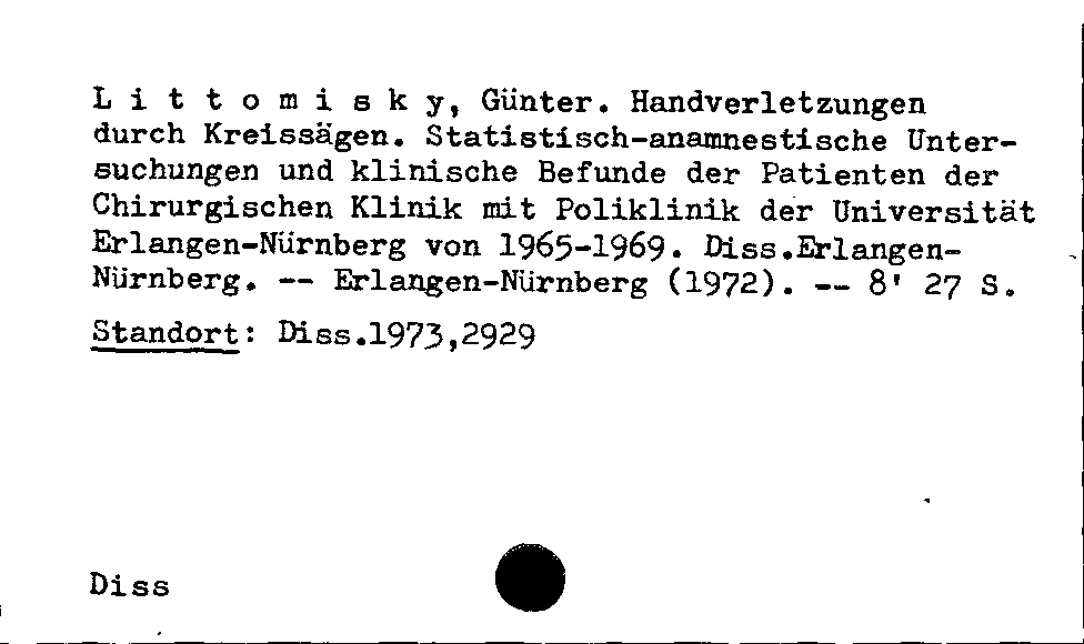 [Katalogkarte Dissertationenkatalog bis 1980]