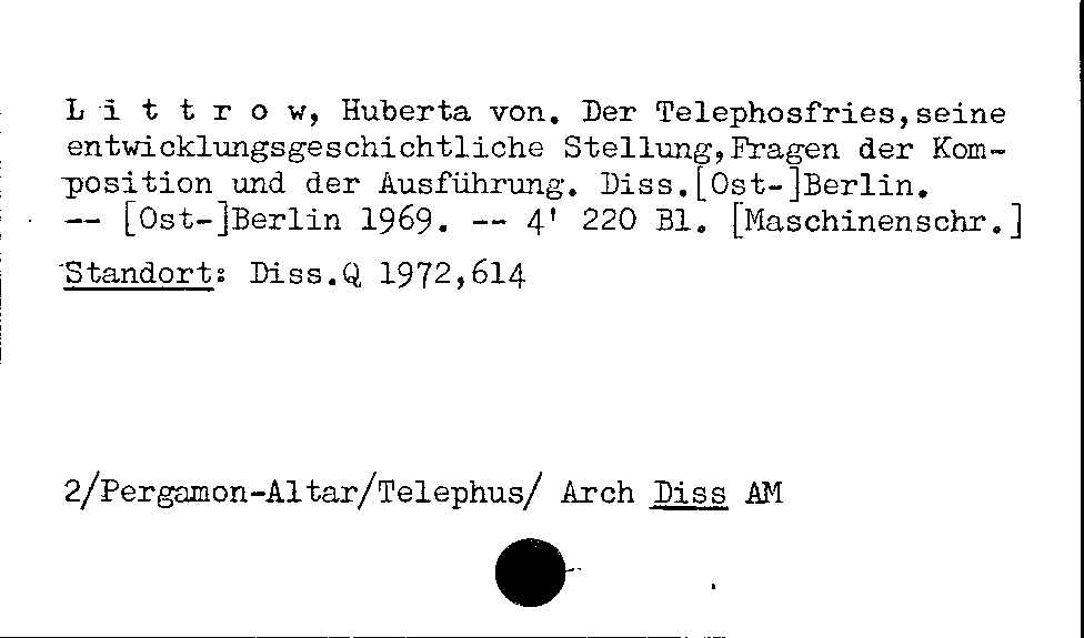 [Katalogkarte Dissertationenkatalog bis 1980]