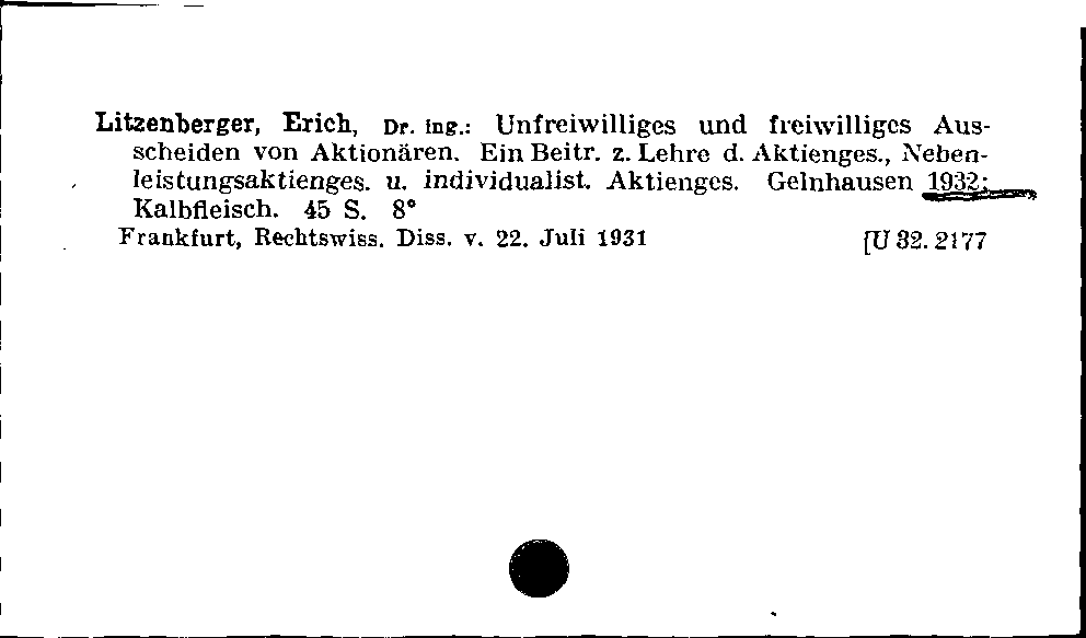 [Katalogkarte Dissertationenkatalog bis 1980]