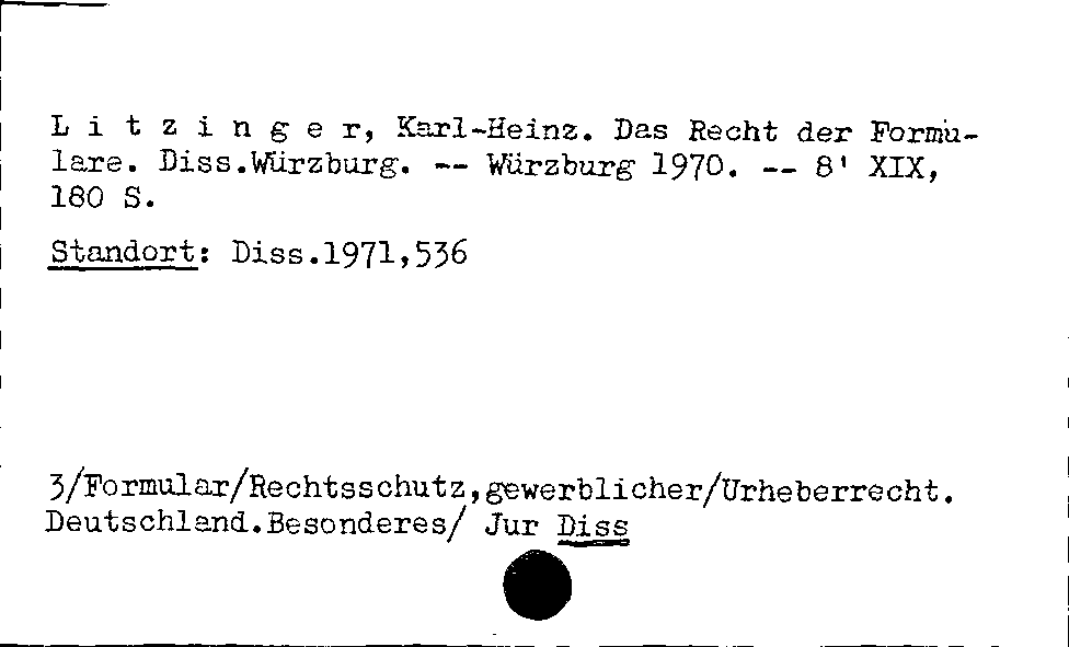 [Katalogkarte Dissertationenkatalog bis 1980]