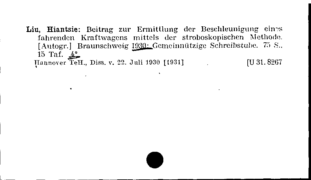 [Katalogkarte Dissertationenkatalog bis 1980]