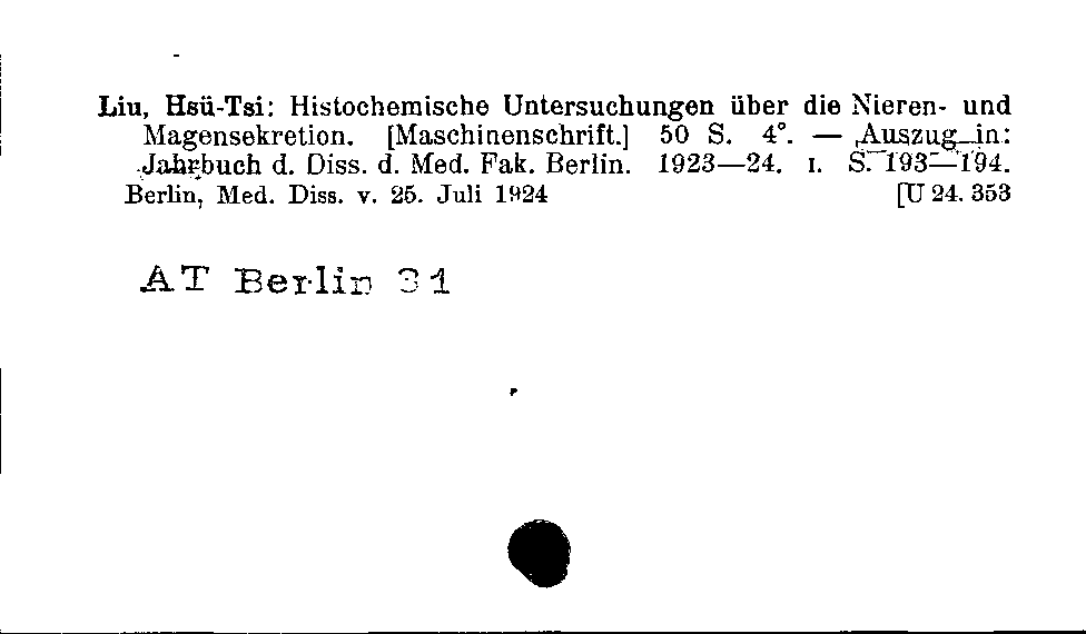 [Katalogkarte Dissertationenkatalog bis 1980]