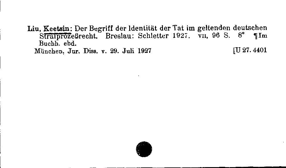 [Katalogkarte Dissertationenkatalog bis 1980]