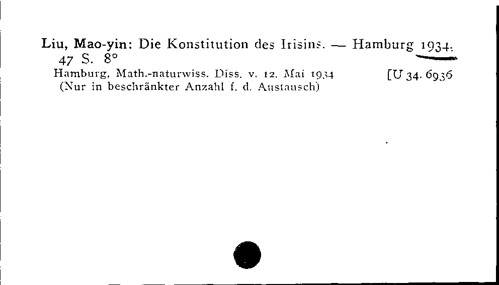 [Katalogkarte Dissertationenkatalog bis 1980]