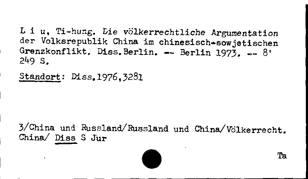 [Katalogkarte Dissertationenkatalog bis 1980]