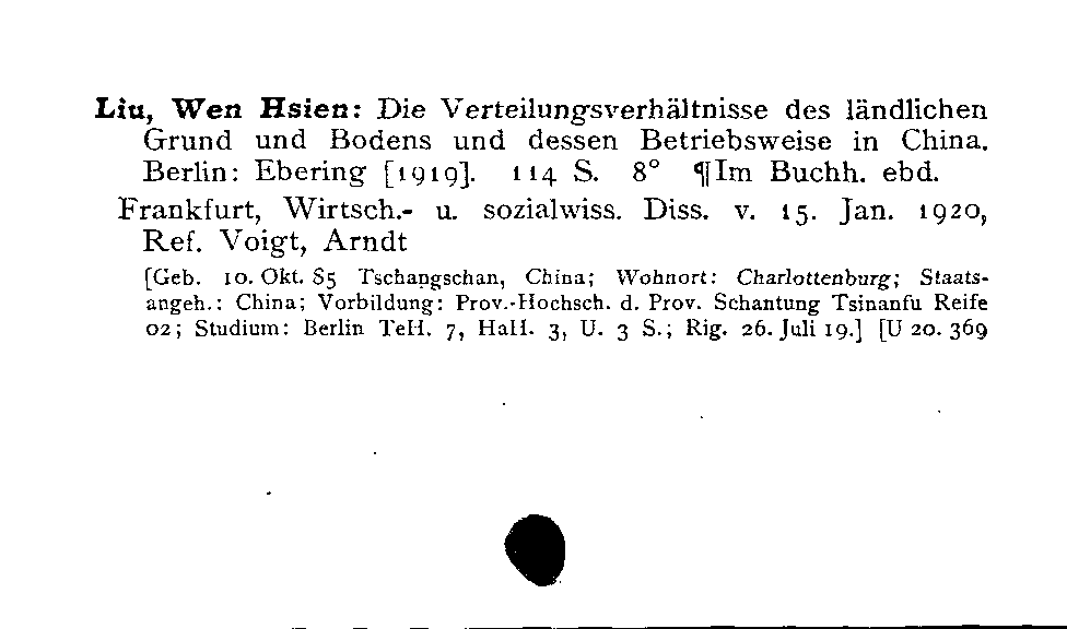 [Katalogkarte Dissertationenkatalog bis 1980]