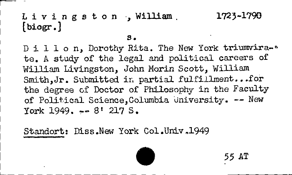 [Katalogkarte Dissertationenkatalog bis 1980]