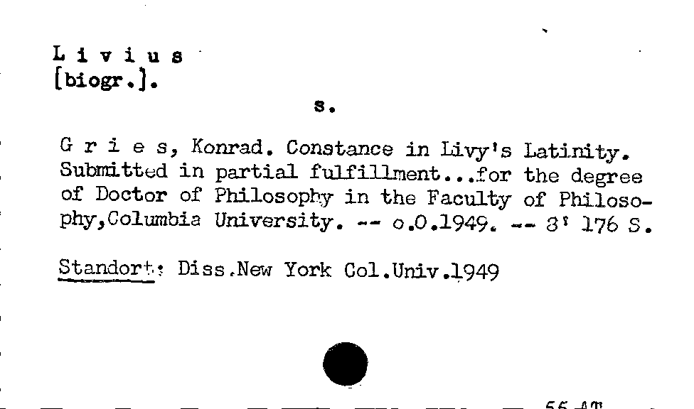 [Katalogkarte Dissertationenkatalog bis 1980]