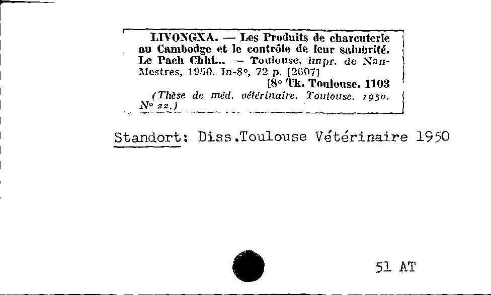 [Katalogkarte Dissertationenkatalog bis 1980]