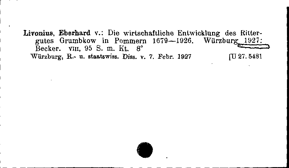 [Katalogkarte Dissertationenkatalog bis 1980]