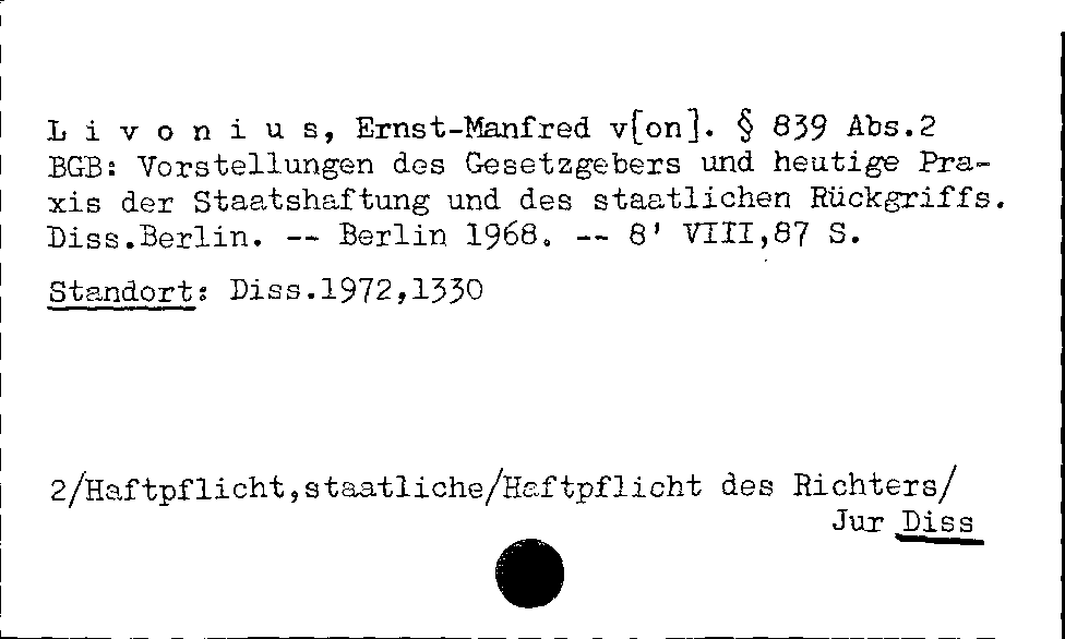 [Katalogkarte Dissertationenkatalog bis 1980]