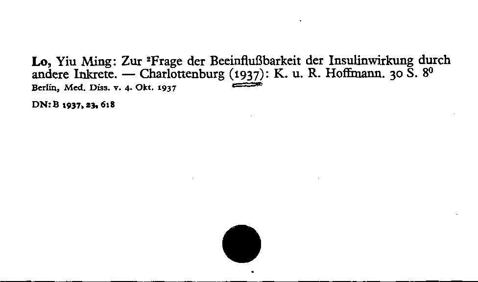 [Katalogkarte Dissertationenkatalog bis 1980]