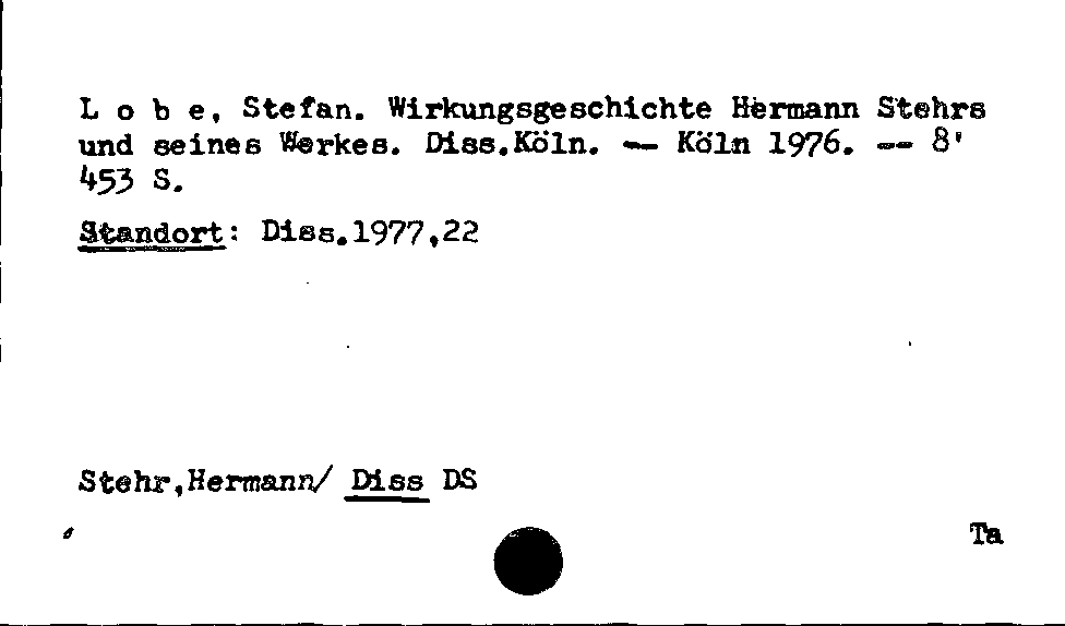 [Katalogkarte Dissertationenkatalog bis 1980]