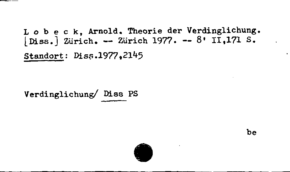 [Katalogkarte Dissertationenkatalog bis 1980]