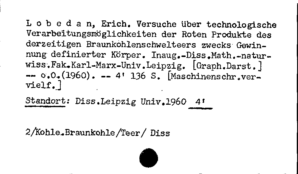 [Katalogkarte Dissertationenkatalog bis 1980]