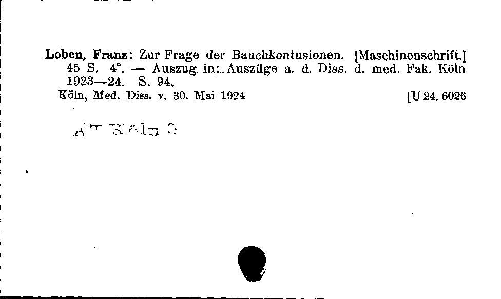 [Katalogkarte Dissertationenkatalog bis 1980]